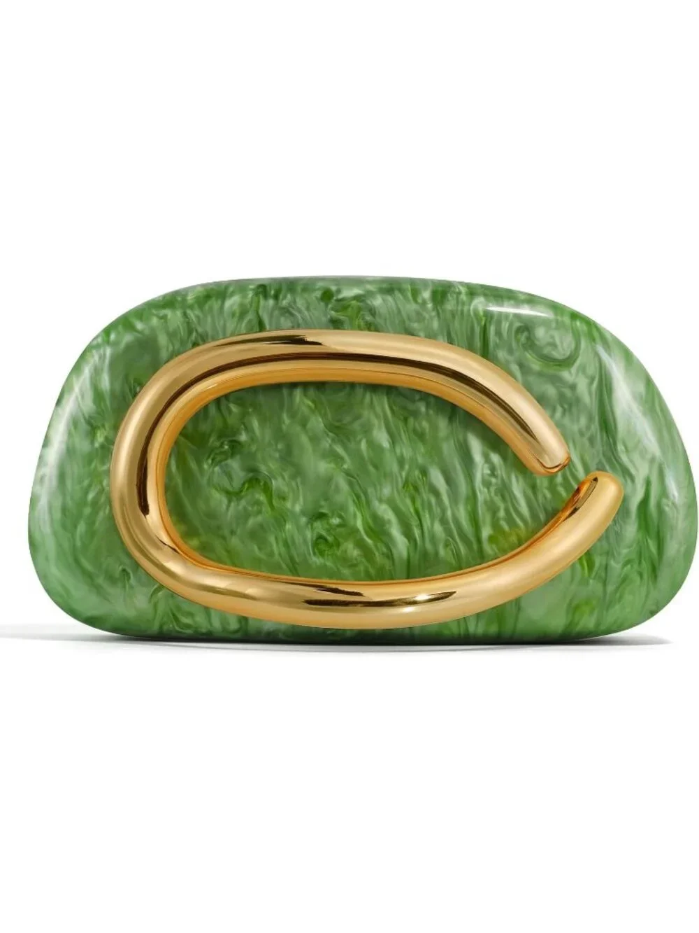 👜Women's Marble Green Acrylic Clutch Gold Handle Evening Bag Party